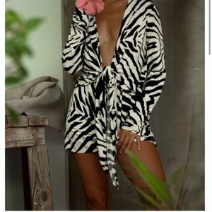 Rat & Boa Allegra Black and White Stretch Mini Dress XS Zebra Soft